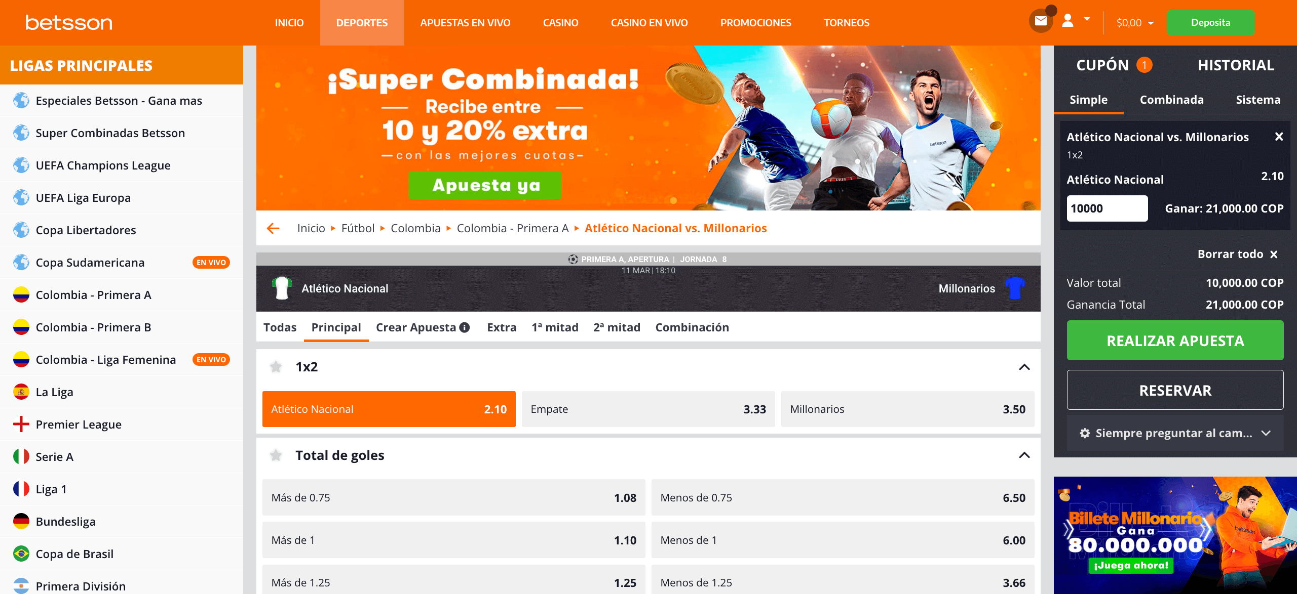 Cómo apostar en Betsson Colombia